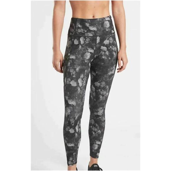 Athleta Pants - Athleta Rainier Printed Legging Womens M‎ Frozen Floral Grey Athletic Pull On